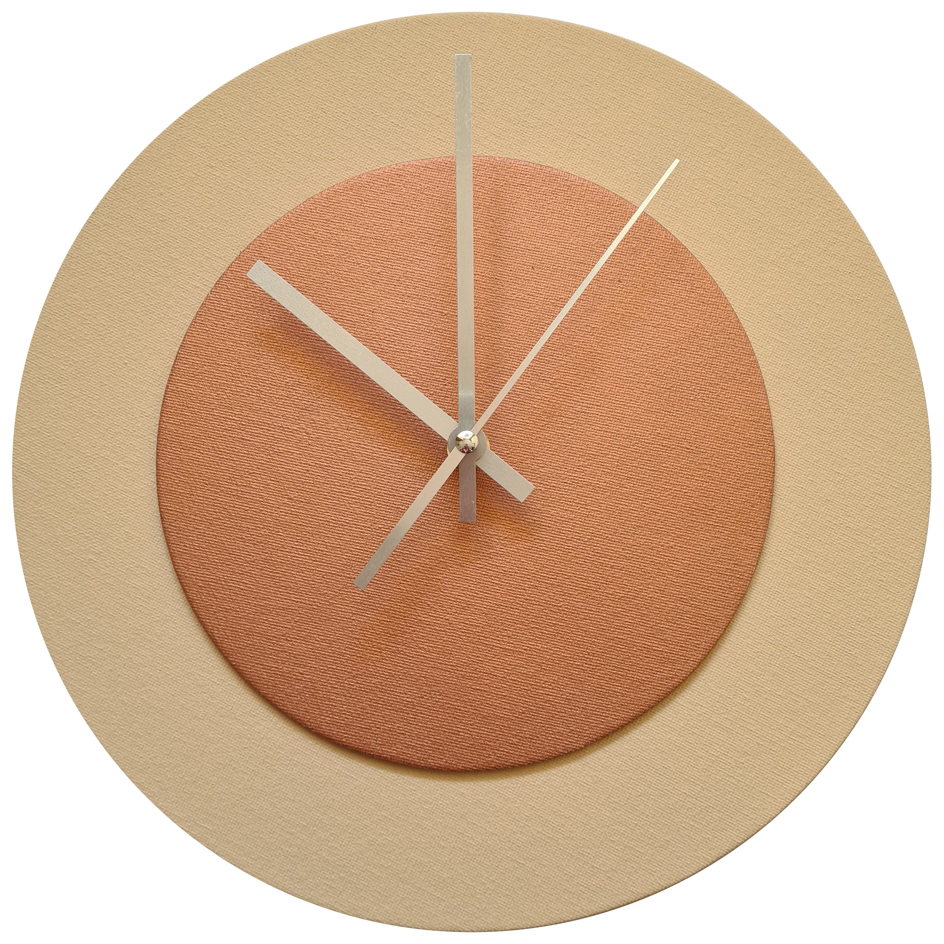 Pop Art Wanduhr Creme Bronzefarben mit silbernen Zeigern 30 cm rund