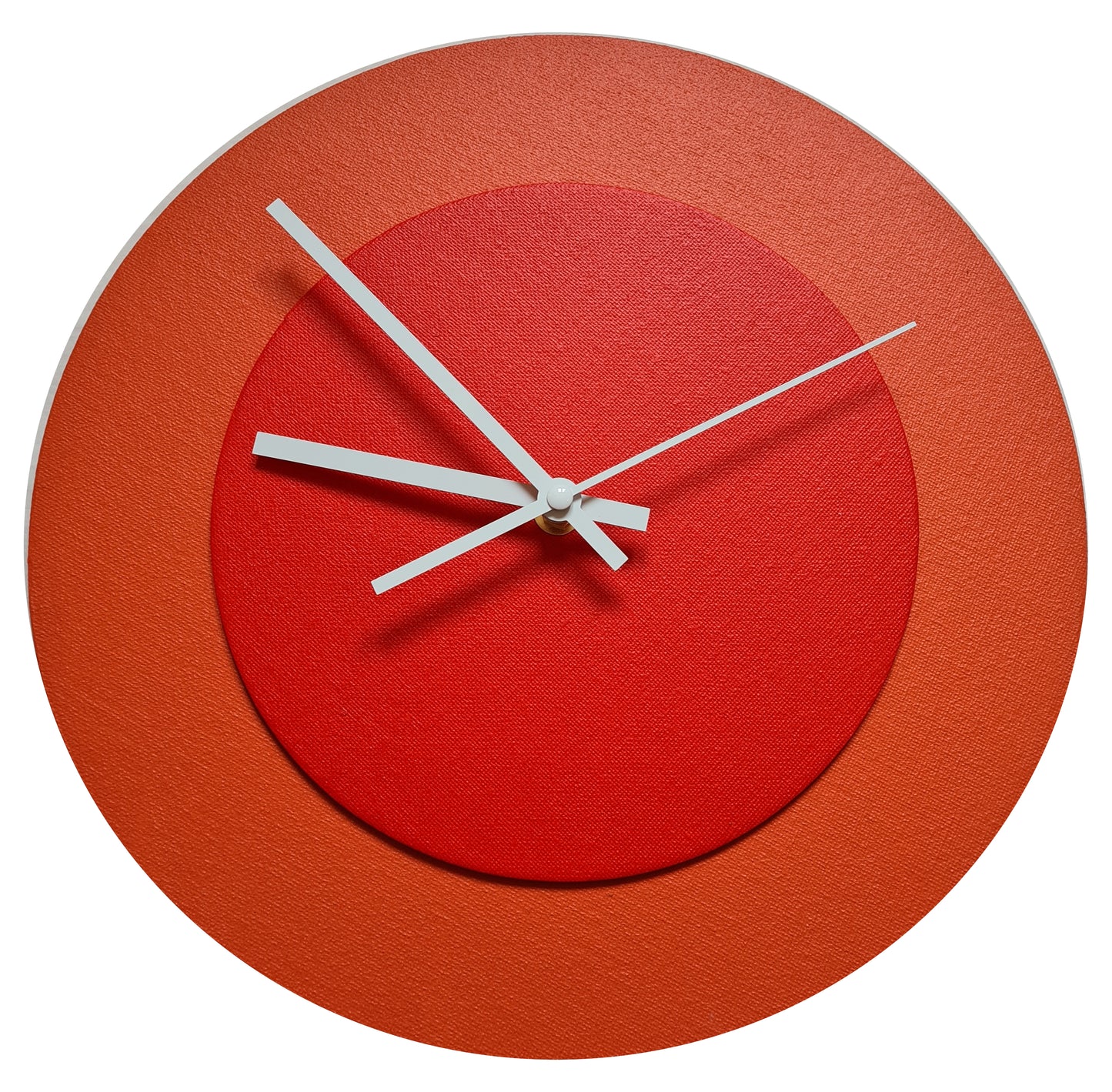 Pop Art Wanduhr Orange  Hellrot mit weißen Zeigern 30 cm rund
