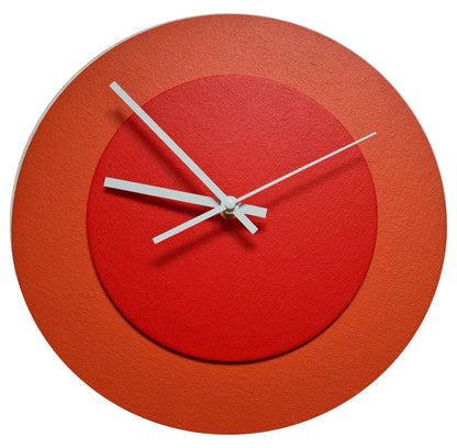 Pop Art Wanduhr Orange  Hellrot mit weißen Zeigern 30 cm rund
