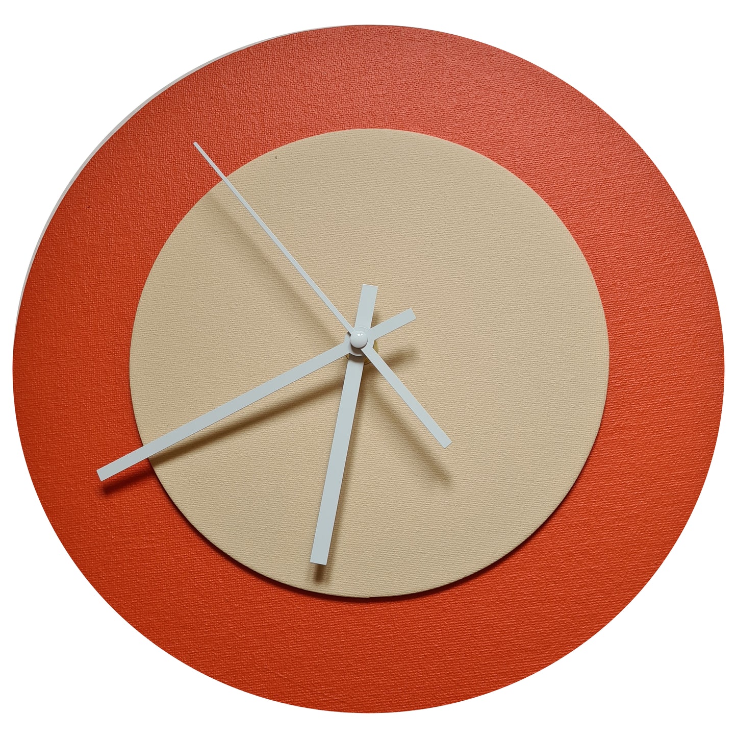 Pop Art Wanduhr Orange  Cremefarben mit weißen Zeigern 30 cm rund
