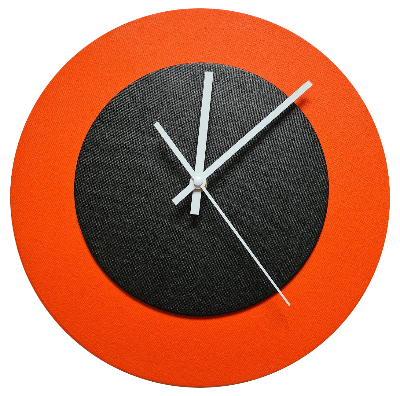 Pop Art Wanduhr Orange  Schwarz mit weißen Zeigern 30 cm rund
