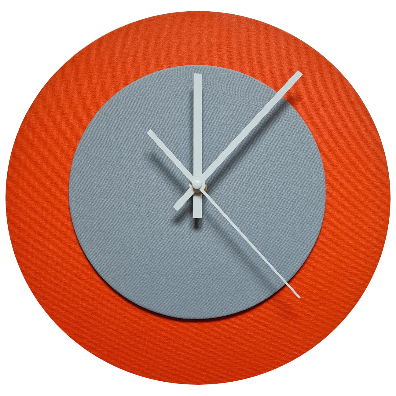 Pop Art Wanduhr Orange  Grau mit weißen Zeigern 30 cm rund
