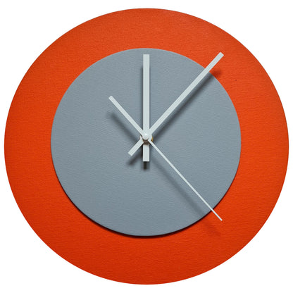 Pop Art Wanduhr Orange  Grau mit weißen Zeigern 30 cm rund
