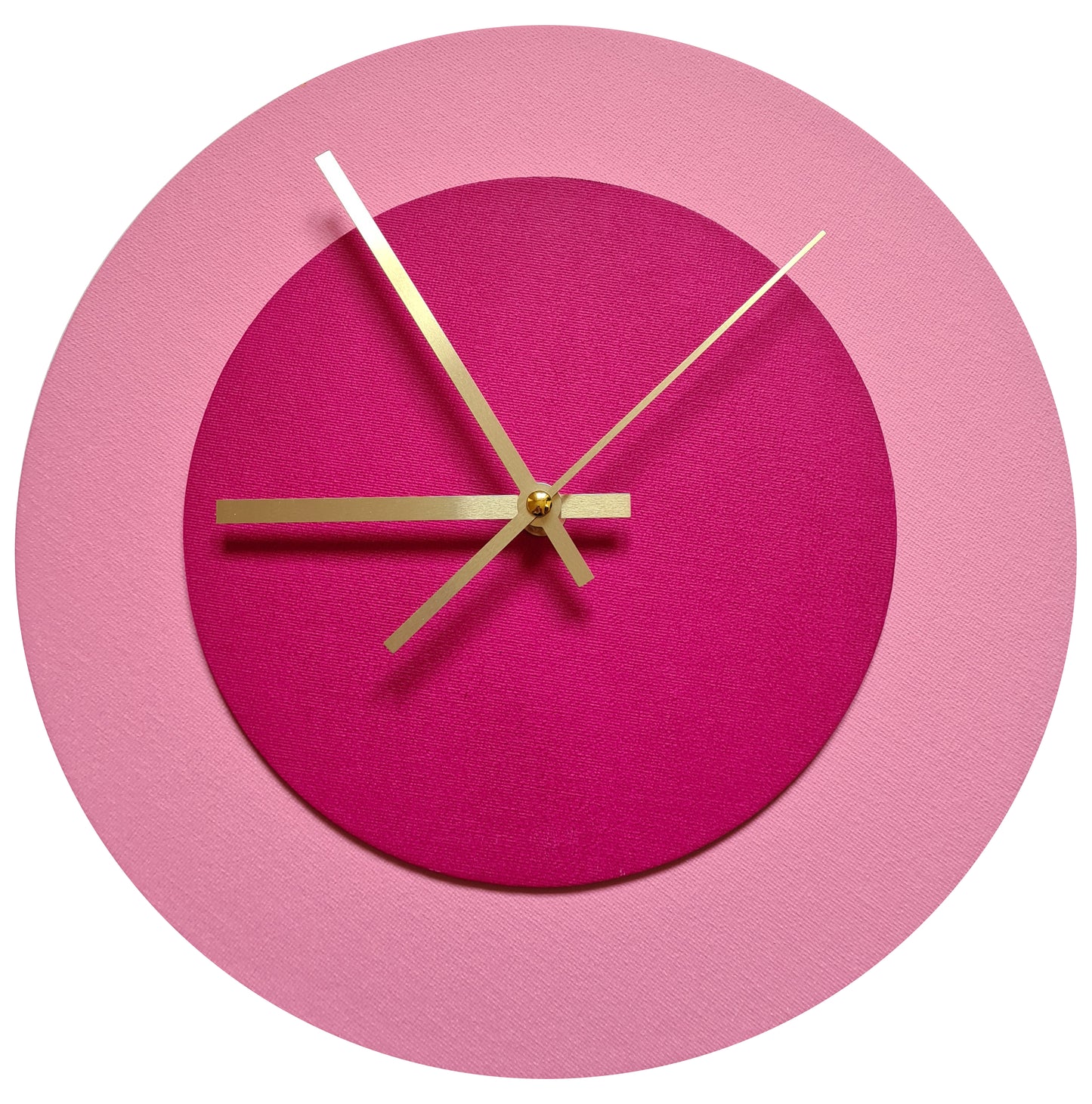 Pop Art Wanduhr Rosa  Magentafarben mit goldenen Zeigern 30 cm rund
