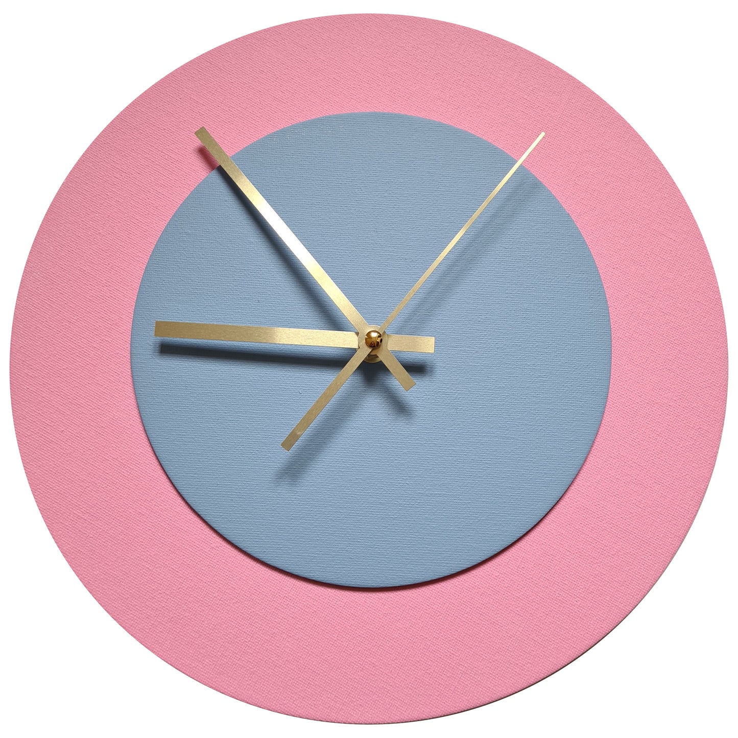 Pop Art Wanduhr Rosa Hellblau  mit goldenen Zeigern 30 cm rund
