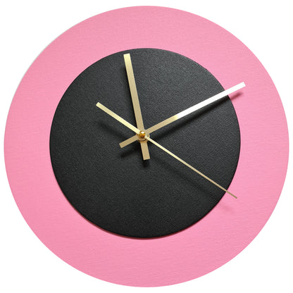 Pop Art Wanduhr Rosa  Schwarz mit goldenen Zeigern 30 cm rund
