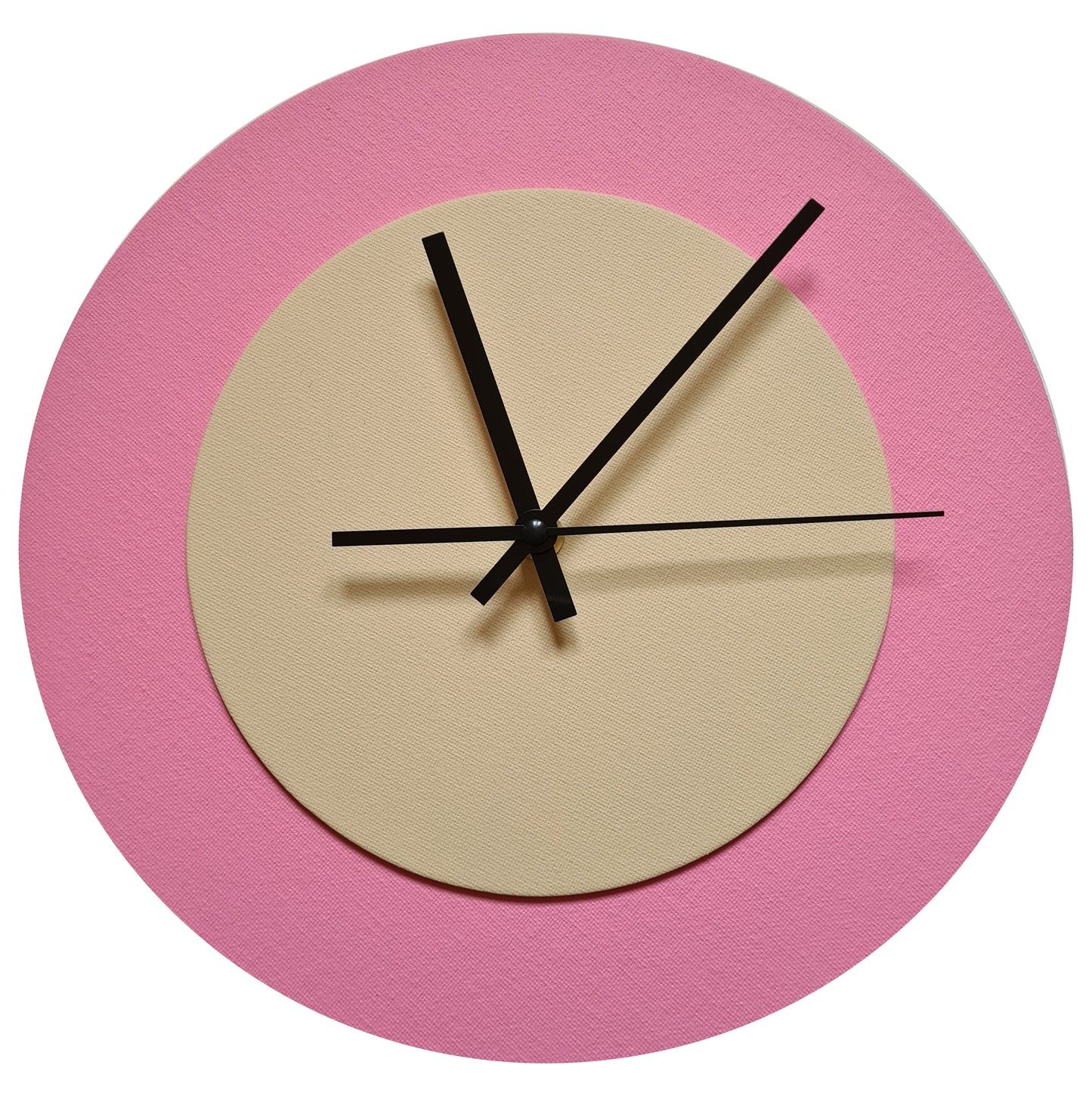Pop Art Wanduhr Rosa  Cremefarben mit schwarzen Zeigern 30 cm rund
