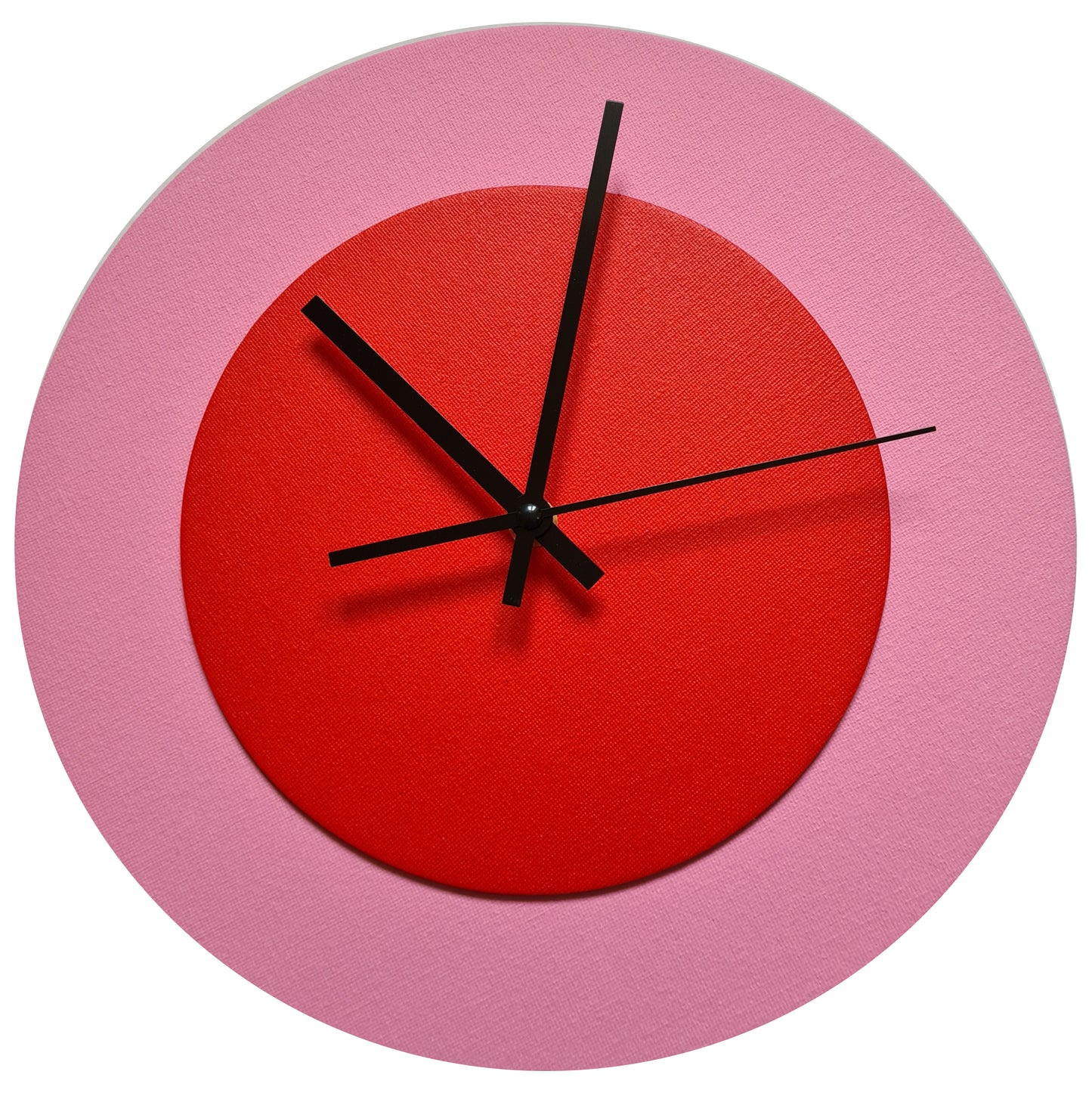 Pop Art Wanduhr Rosa  Hellrot mit schwarzen Zeigern 30 cm rund
