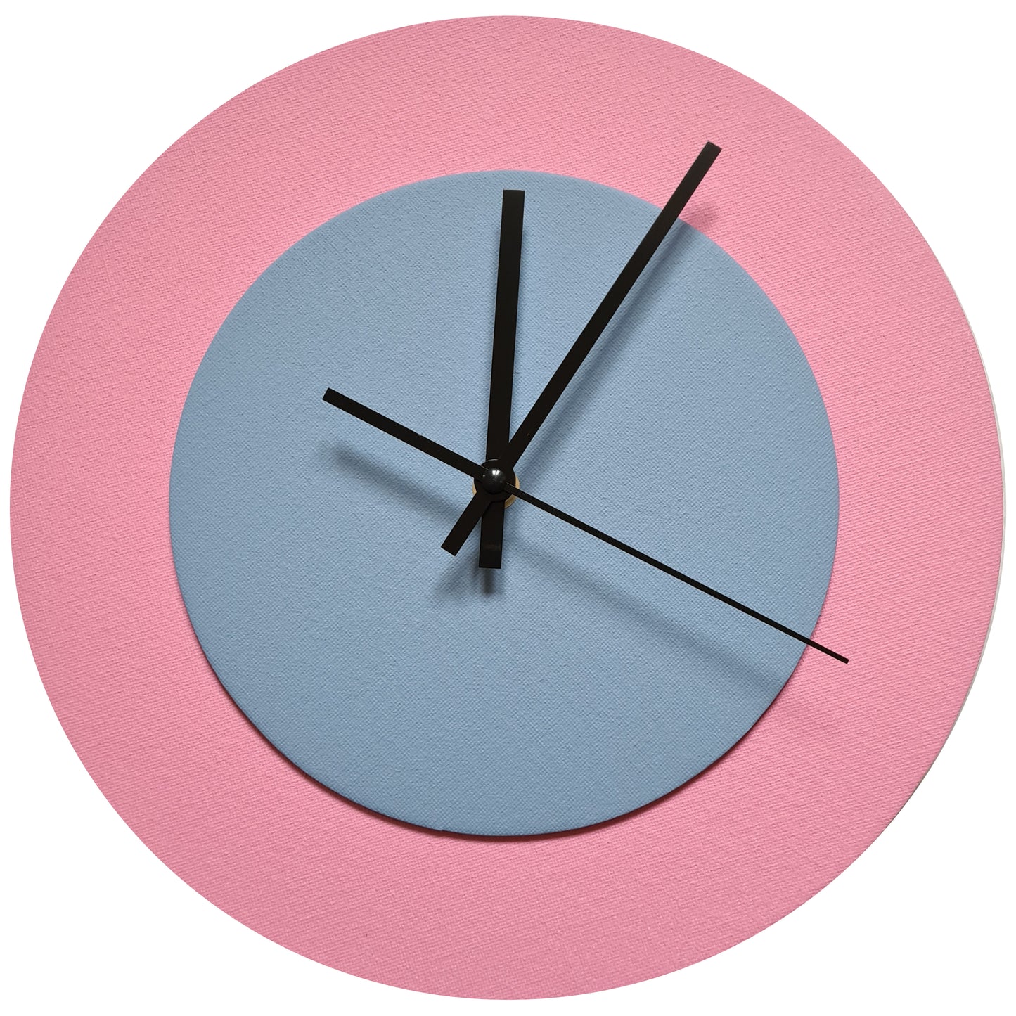 Pop Art Wanduhr Rosa Hellblau  mit schwarzen Zeigern 30 cm rund
