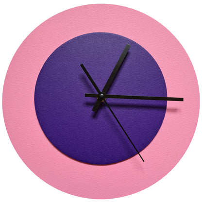 Pop Art Wanduhr Rosa  Lilafarben mit schwarzen Zeigern 30 cm rund

