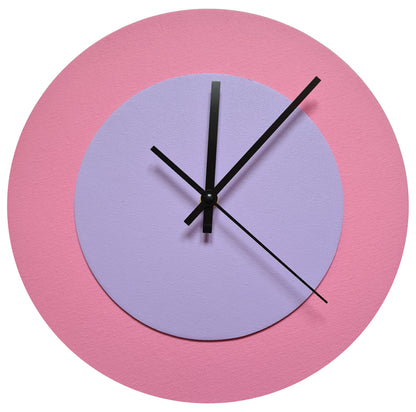 Pop Art Wanduhr Rosa  Fliederfarben mit schwarzen Zeigern 30 cm rund
