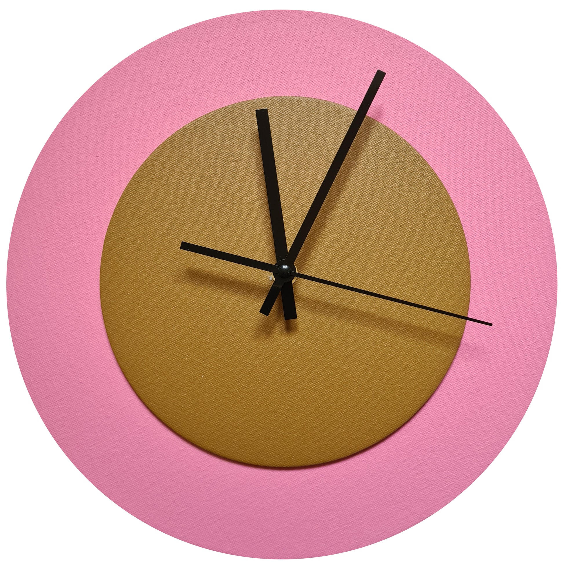 Pop Art Wanduhr Rosa  Hellbraun mit schwarzen Zeigern 30 cm rund
