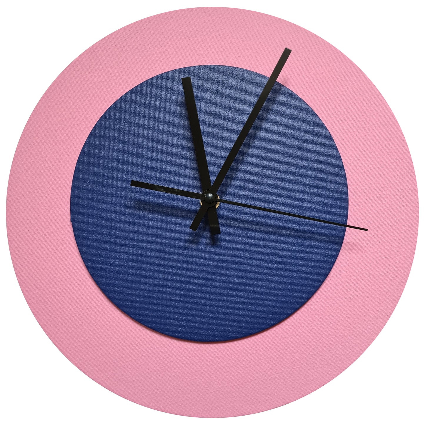 Pop Art Wanduhr Rosa  Dunkelblau mit schwarzen Zeigern 30 cm rund
