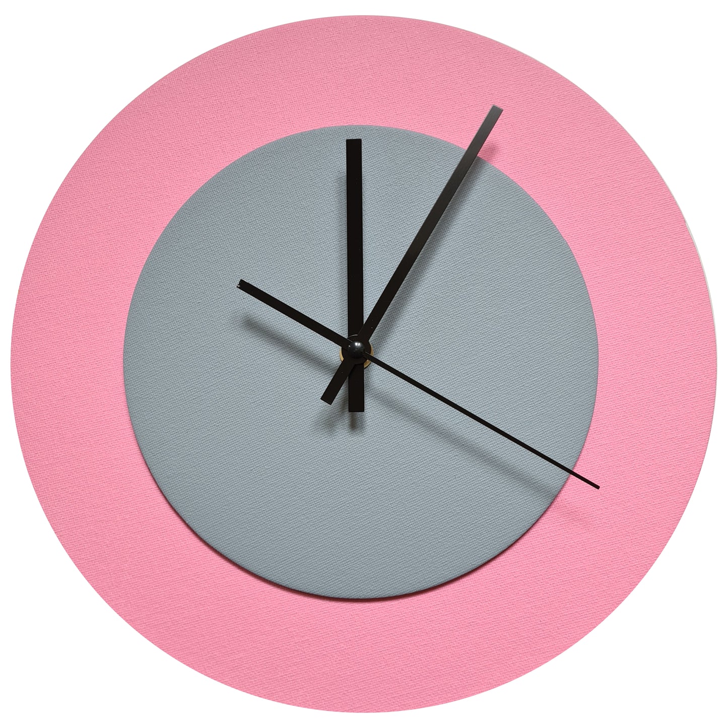 Pop Art Wanduhr Rosa  Grau mit schwarzen Zeigern 30 cm rund
