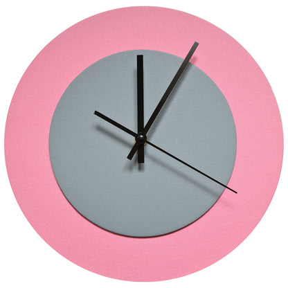 Pop Art Wanduhr Rosa  Grau mit schwarzen Zeigern 30 cm rund
