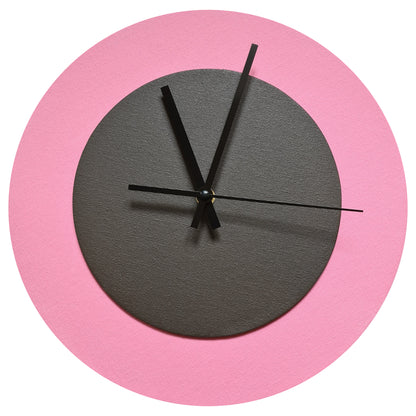 Pop Art Wanduhr Rosa  Dunkelbraun mit schwarzen Zeigern 30 cm rund
