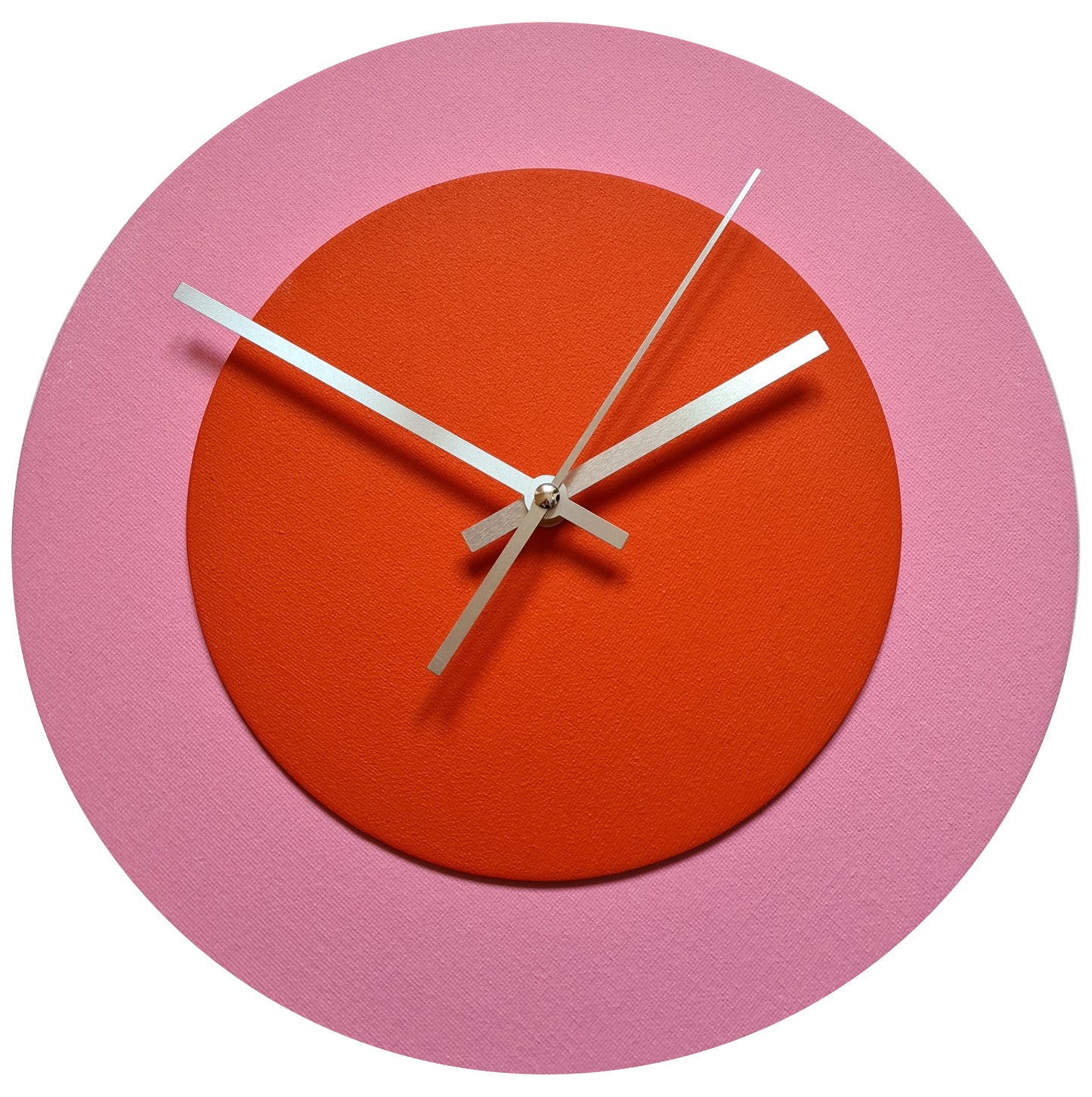 Pop Art Wanduhr Rosa  Rosafarben mit silbernen Zeigern 30 cm rund
