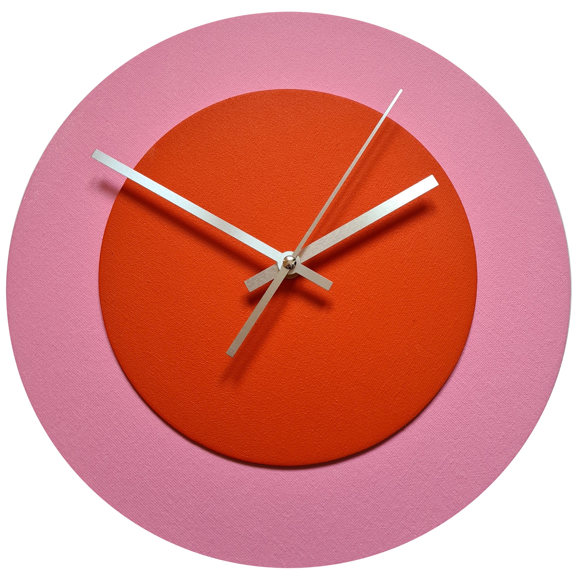 Pop Art Wanduhr Rosa  Rosafarben mit silbernen Zeigern 30 cm rund
