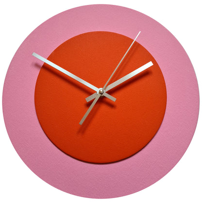 Pop Art Wanduhr Rosa  Rosafarben mit silbernen Zeigern 30 cm rund
