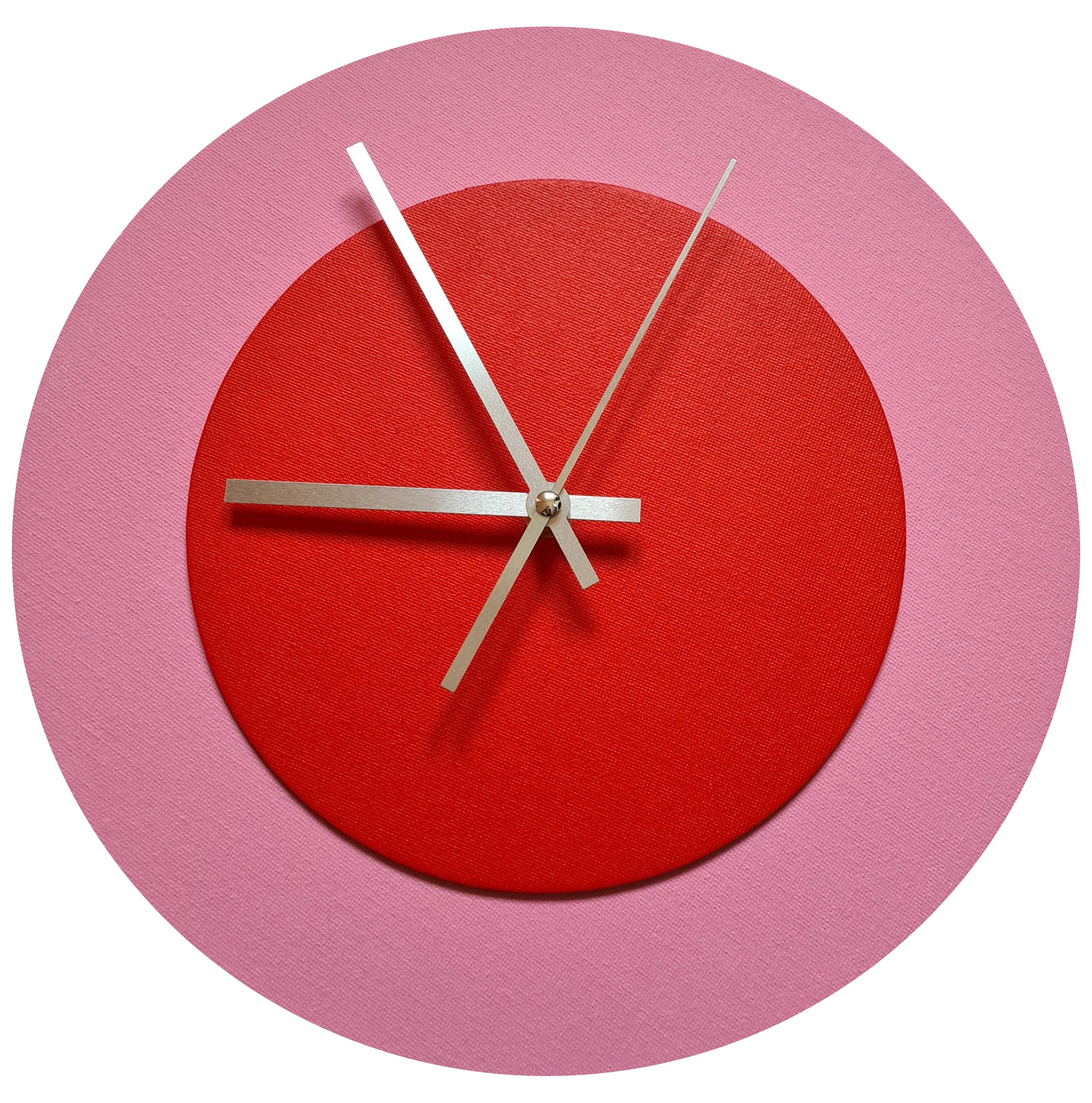 Pop Art Wanduhr Rosa  Hellrot mit silbernen Zeigern 30 cm rund
