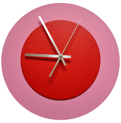 Pop Art Wanduhr Rosa  Hellrot mit silbernen Zeigern 30 cm rund
