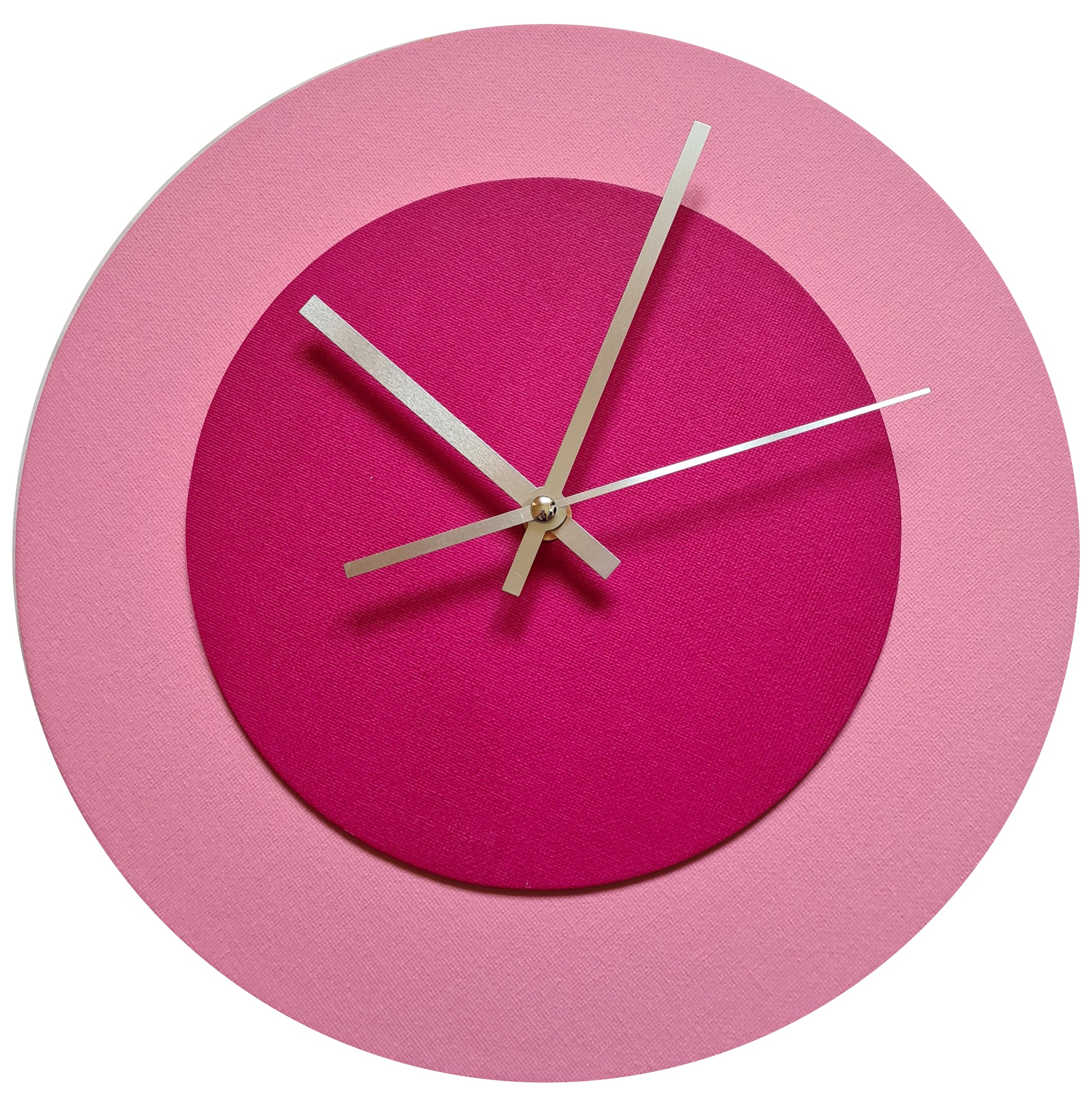 Pop Art Wanduhr Rosa  Magentafarben mit silbernen Zeigern 30 cm rund
