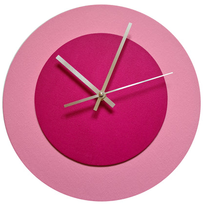 Pop Art Wanduhr Rosa  Magentafarben mit silbernen Zeigern 30 cm rund
