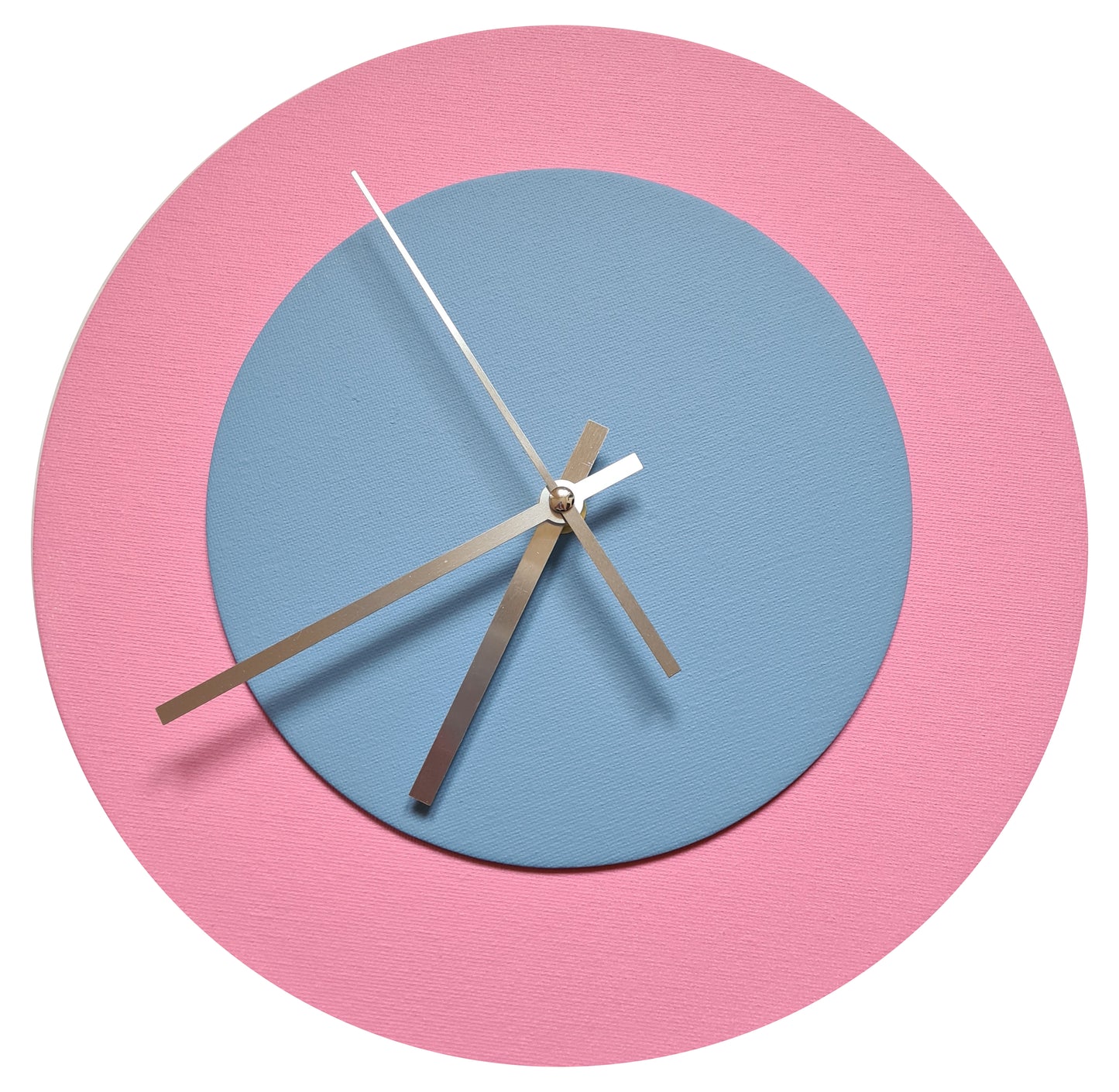 Pop Art Wanduhr Rosa Hellblau  mit silbernen Zeigern 30 cm rund
