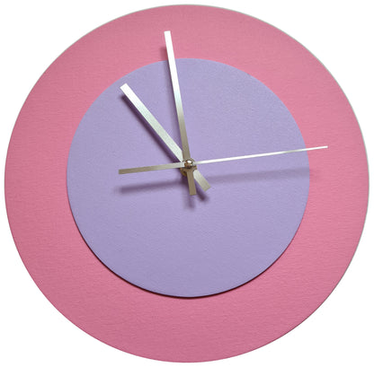 Pop Art Wanduhr Rosa  Fliederfarben mit silbernen Zeigern 30 cm rund
