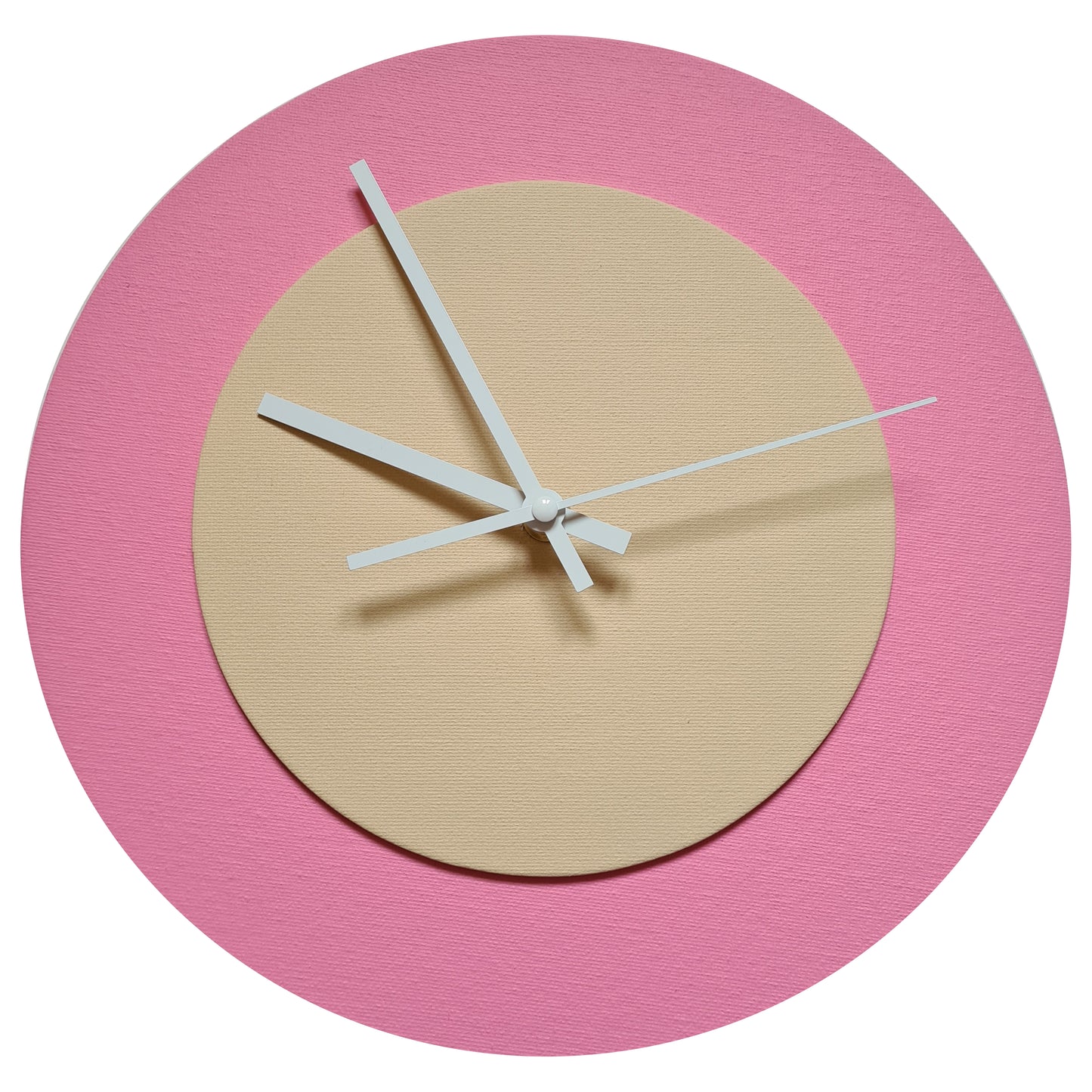 Pop Art Wanduhr Rosa  Cremefarben mit weißen Zeigern 30 cm rund
