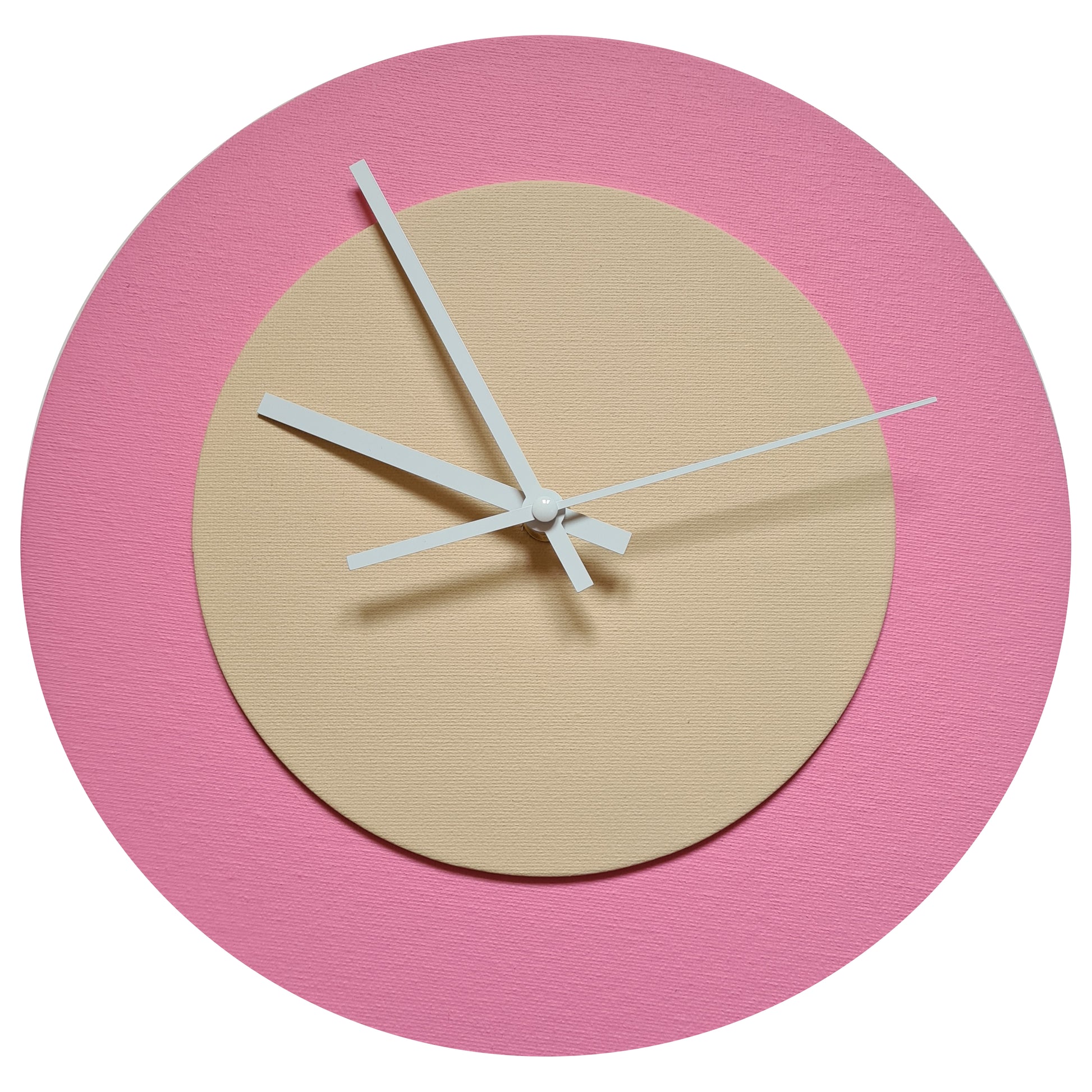 Pop Art Wanduhr Rosa  Cremefarben mit weißen Zeigern 30 cm rund
