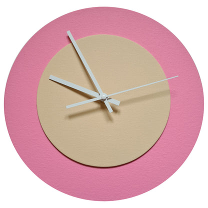 Pop Art Wanduhr Rosa  Cremefarben mit weißen Zeigern 30 cm rund

