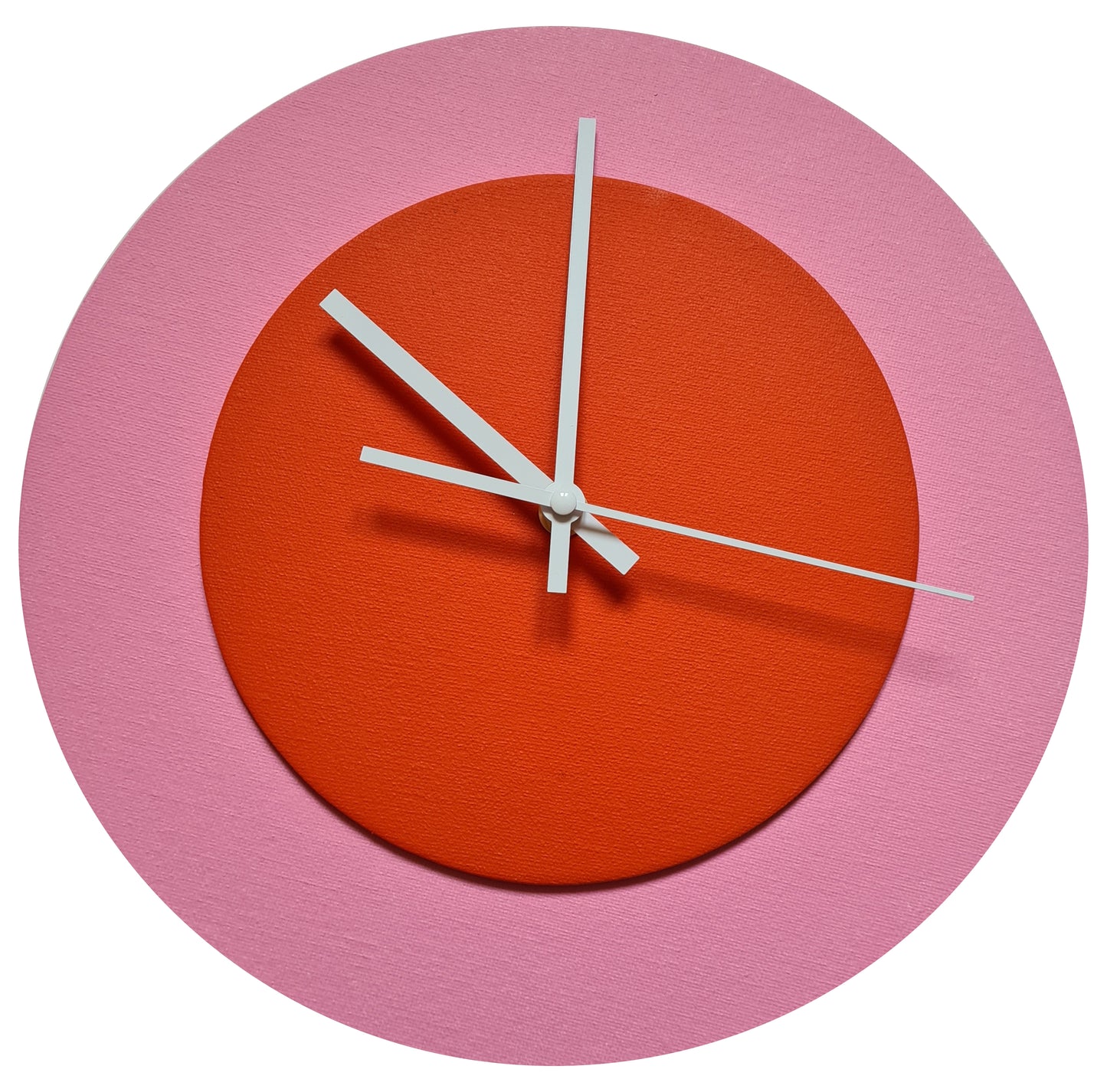 Pop Art Wanduhr Rosa  Hellrot mit weißen Zeigern 30 cm rund
