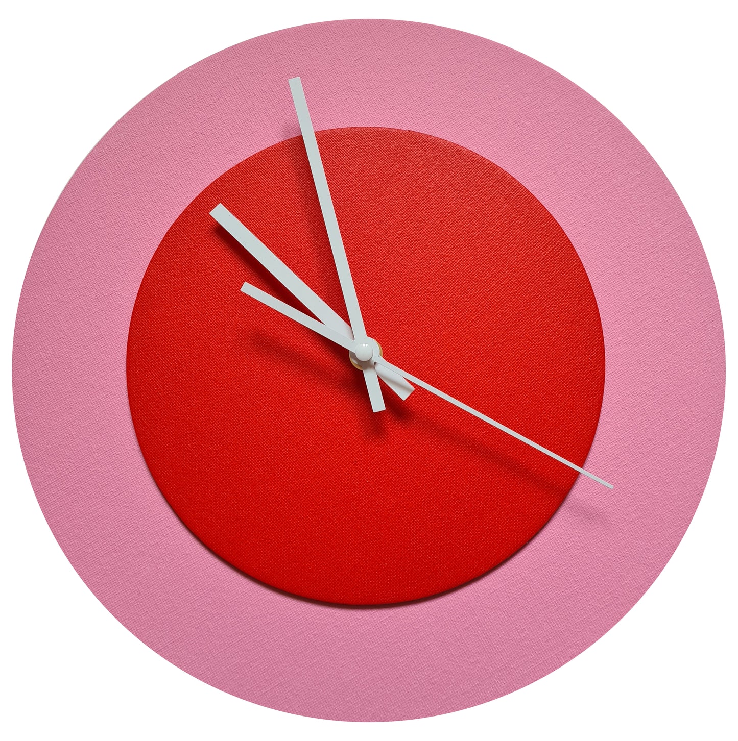 Pop Art Wanduhr Rosa  Hellrot mit weißen Zeigern 30 cm rund
