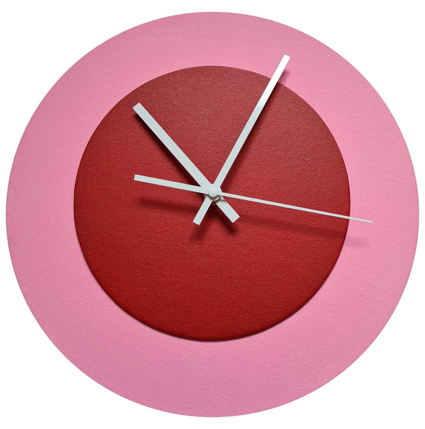 Pop Art Wanduhr Rosa  Dunkelrot mit  weißen Zeigern 30 cm rund
