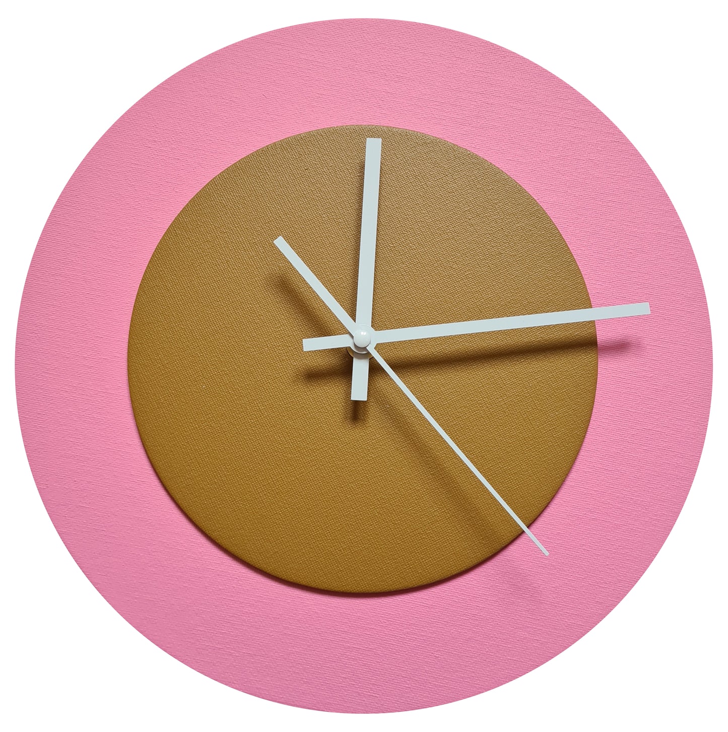 Pop Art Wanduhr Rosa  Hellbraun mit weißen Zeigern 30 cm rund

