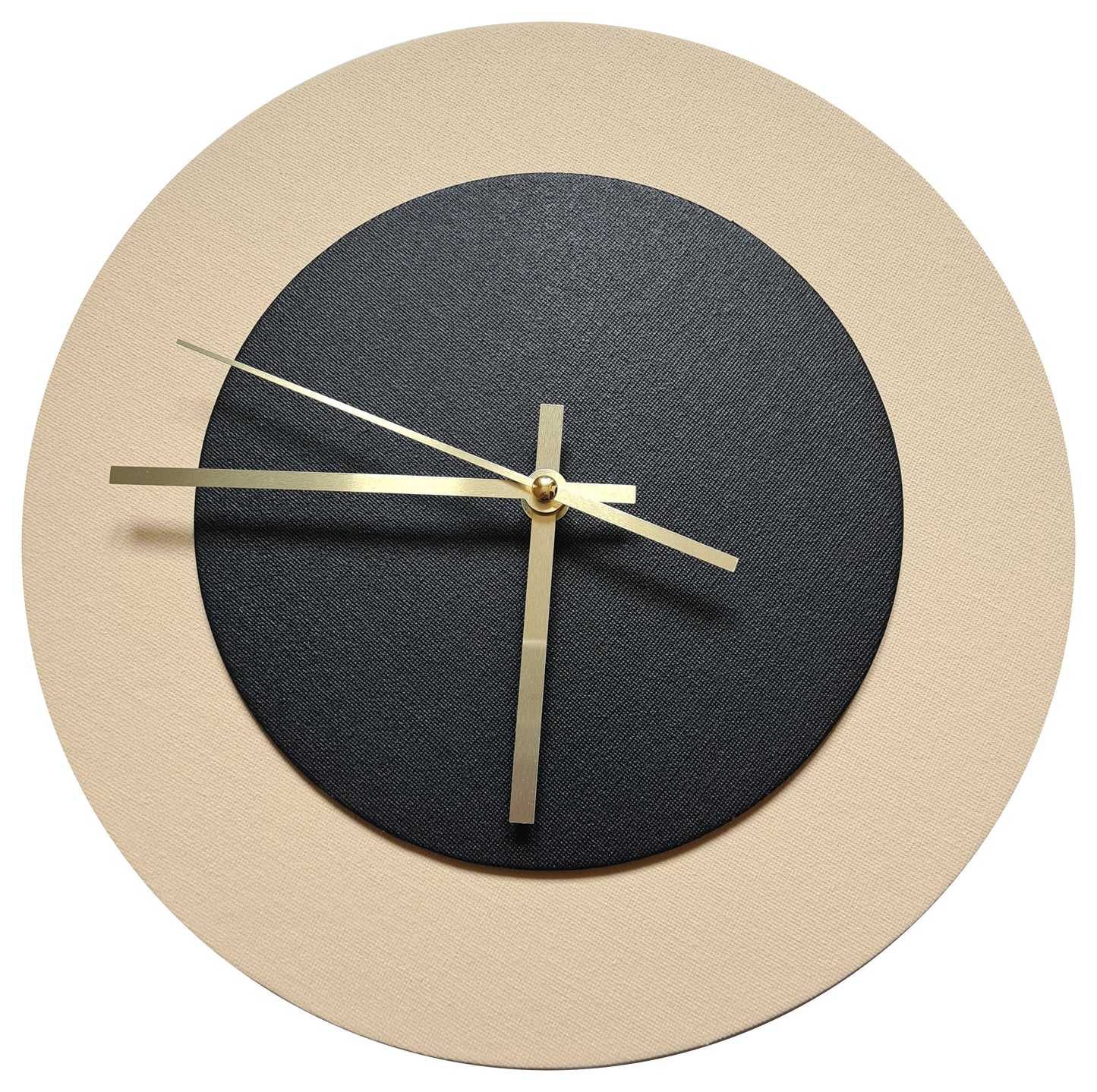 Pop Art Wanduhr Creme Schwarz mit goldenen Zeigern 30 cm rund