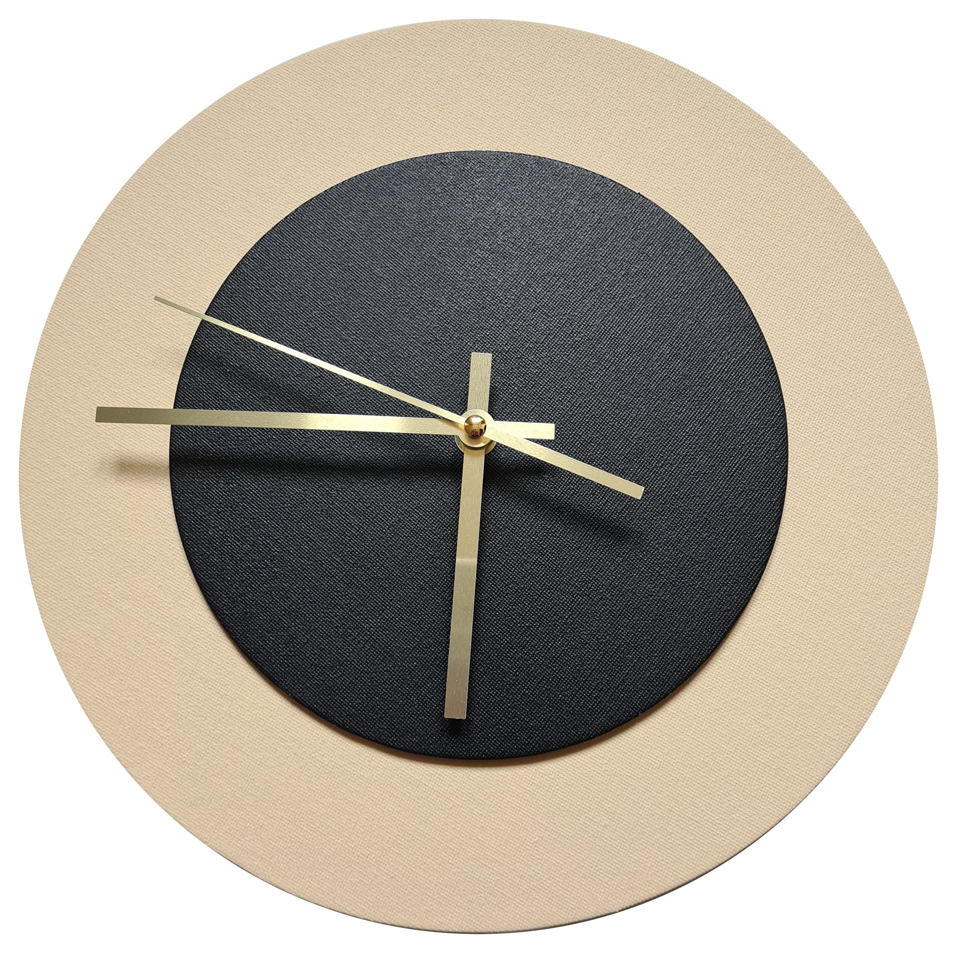 Pop Art Wanduhr Creme Schwarz mit goldenen Zeigern 30 cm rund