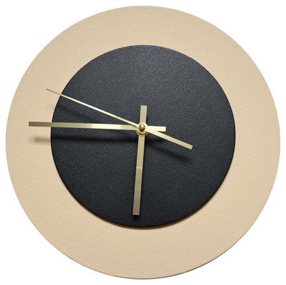 Pop Art Wanduhr Creme Schwarz mit goldenen Zeigern 30 cm rund