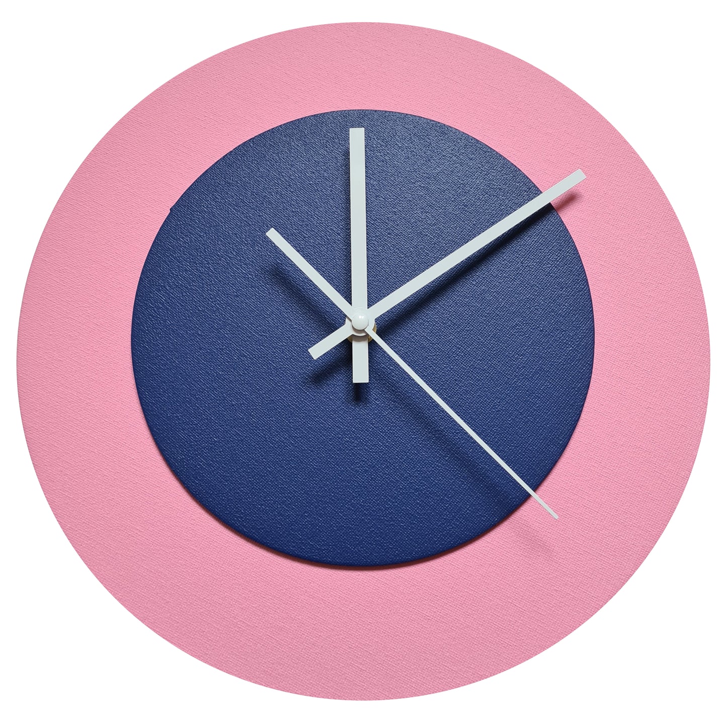 Pop Art Wanduhr Rosa  Dunkelblau mit weißen Zeigern 30 cm rund
