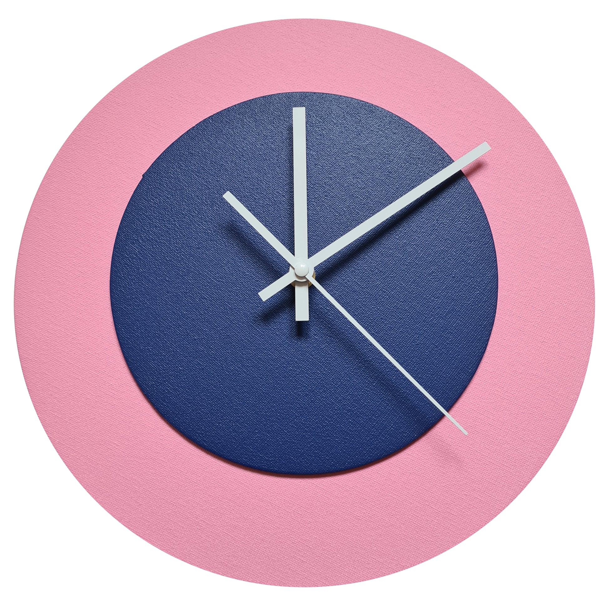 Pop Art Wanduhr Rosa  Dunkelblau mit weißen Zeigern 30 cm rund
