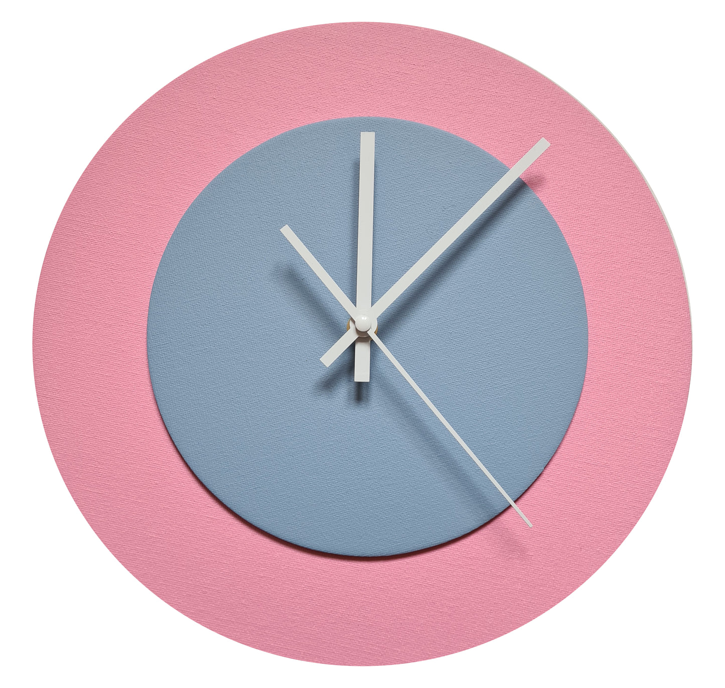 Pop Art Wanduhr Rosa Hellblau  mit weißen Zeigern 30 cm rund
