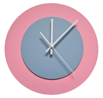 Pop Art Wanduhr Rosa Hellblau  mit weißen Zeigern 30 cm rund
