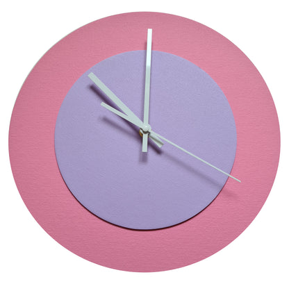 Pop Art Wanduhr Rosa  Fliederfarben mit weißen Zeigern 30 cm rund
