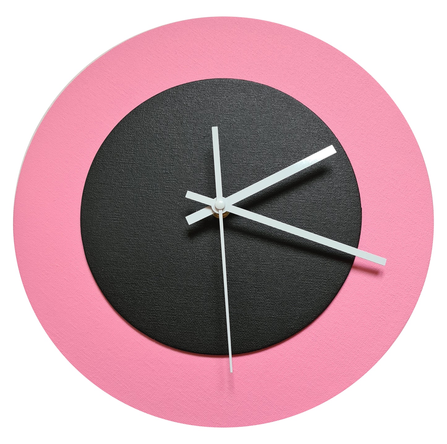 Pop Art Wanduhr Rosa  Schwarz mit weißen Zeigern 30 cm rund

