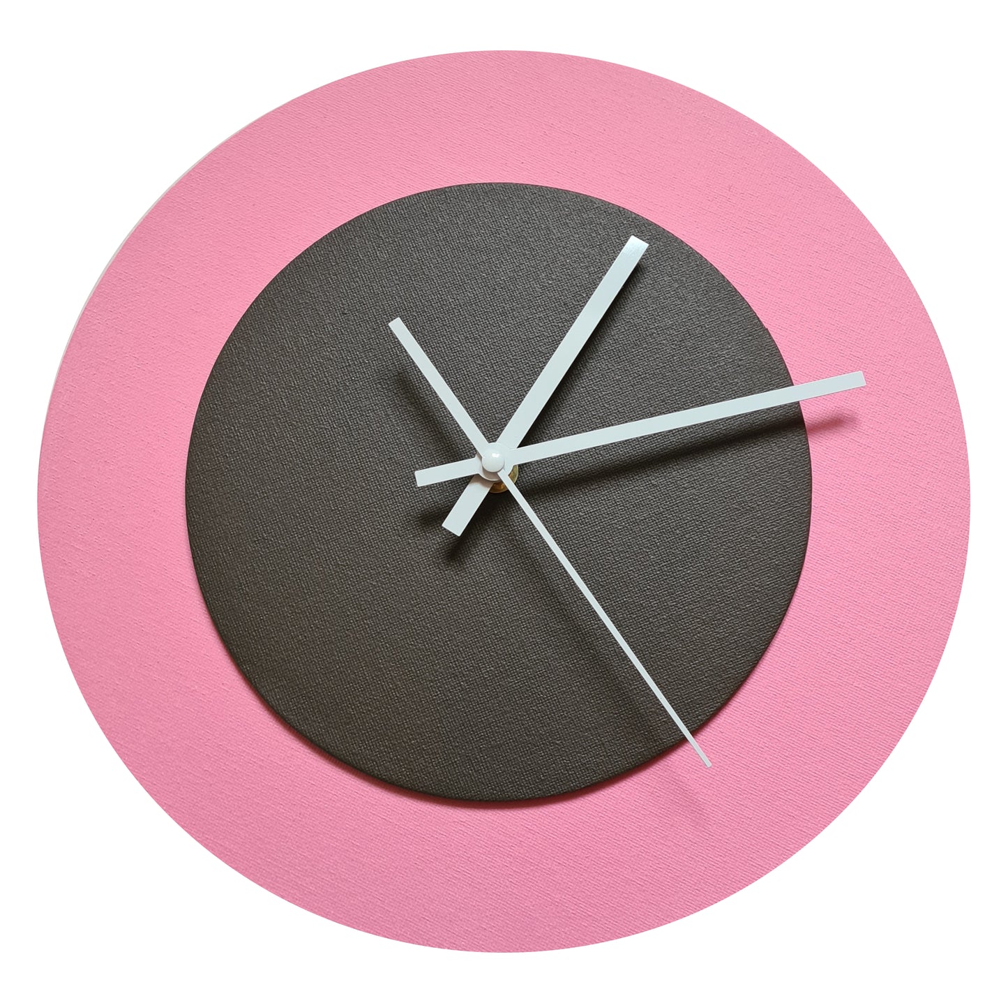 Pop Art Wanduhr Rosa  Dunkelbraun mit weißen Zeigern 30 cm rund
