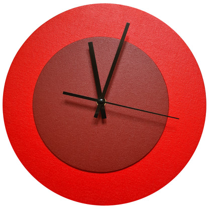 Pop Art Wanduhr Hellrot  Dunkelrot mit  schwarzen Zeigern 30 cm rund
