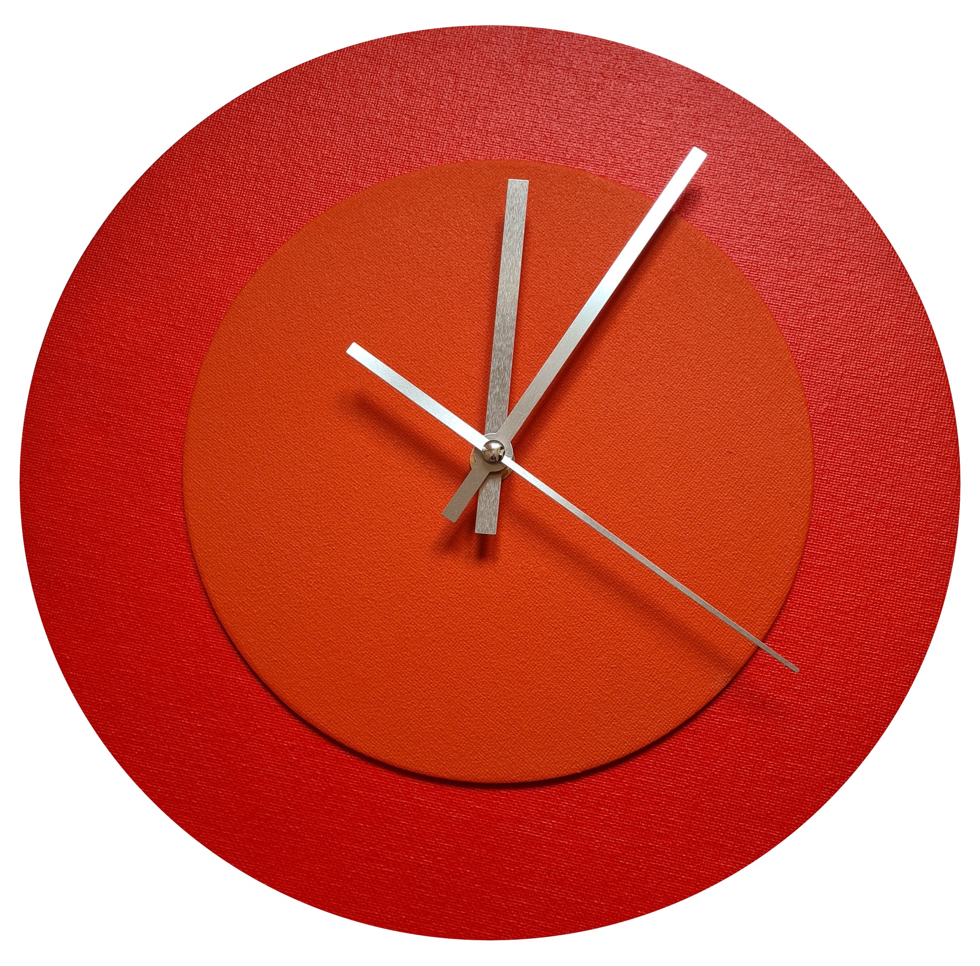 Pop Art Wanduhr Hellrot  Hellrot mit silbernen Zeigern 30 cm rund
