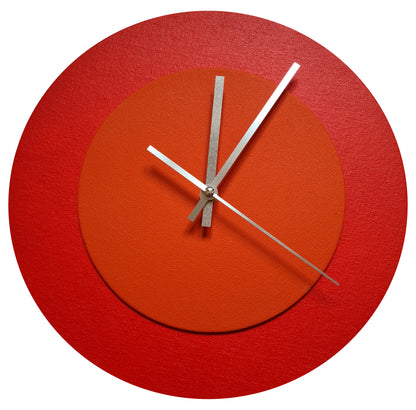 Pop Art Wanduhr Hellrot  Hellrot mit silbernen Zeigern 30 cm rund
