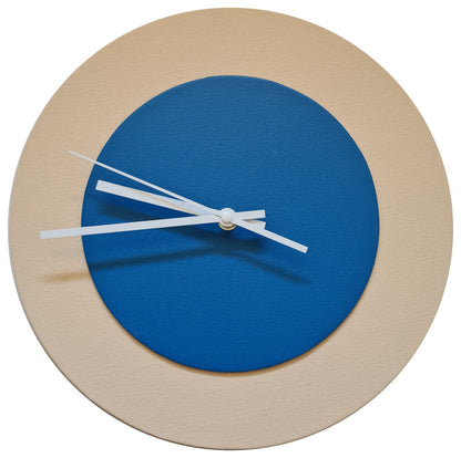 Pop Art Wanduhr Creme Blau mit  weißen Zeigern 30 cm rund